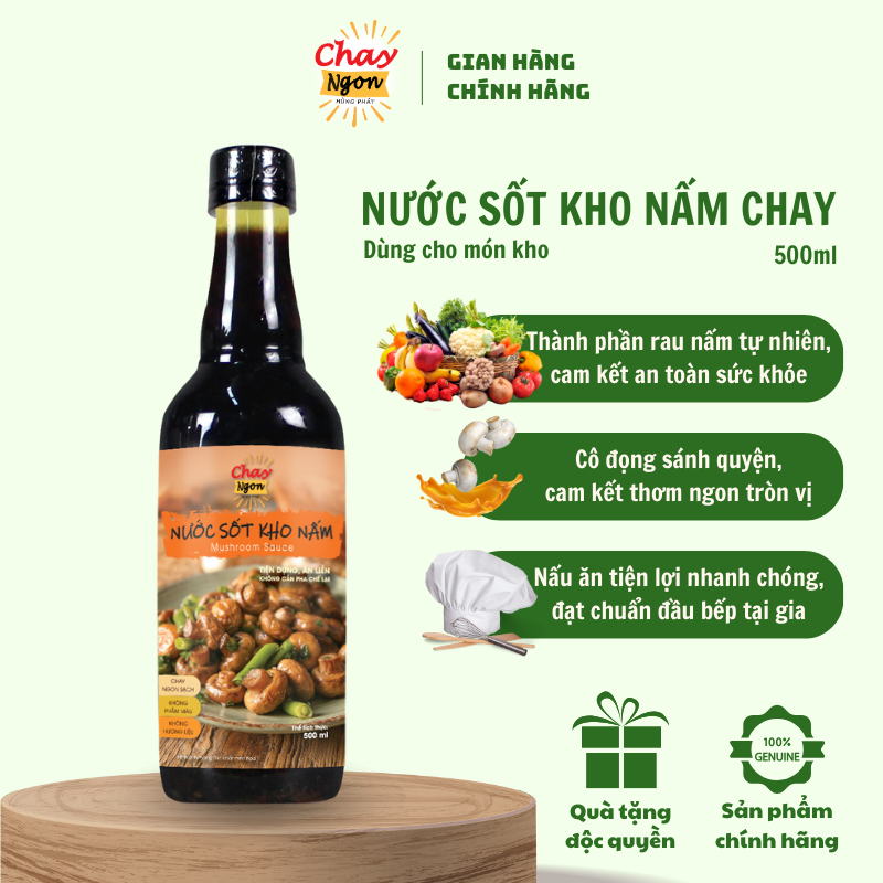 Nước Sốt Kho Nấm Chay Ngon Nấu Ăn Tiện Lợi Chai 500ml