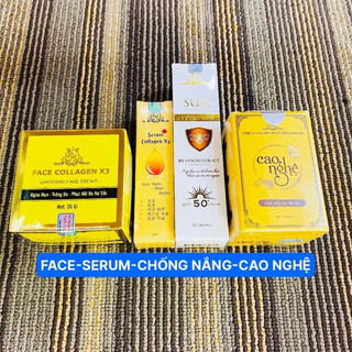 Bộ bốn hoàn hảo cho một làn da đẹp: Kem face collagen X3 + Serum collagen X3 + Chống nắng collagen X3+ Cao nghệ