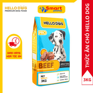 Thức ăn cho chó - thức ăn hạt cho chó vị bò nướng hello dog beef 3kg