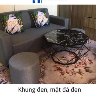 Bàn trà sofa kim cương h2 furniture khung kim loại sơn tĩnh điện mặt đá vân mây 3d, mặt kính cho phòng khách, ban công .