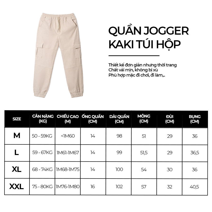 [Mã FATREND2810 giảm đến 30k tối đa 99k] Quần Kaki Túi Hộp Nam Dáng Jogger Trẻ Trung, Chất Dày Dặn, Co Giãn ROUGH OUTFIT