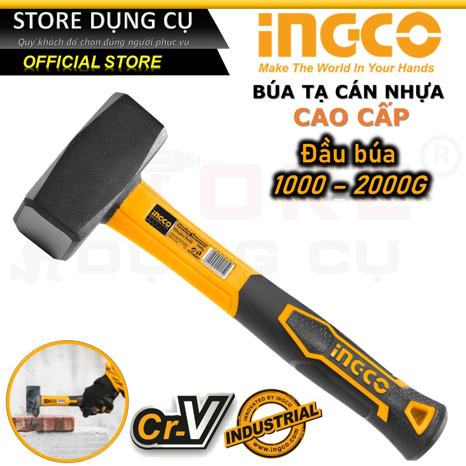 Búa tạ đa năng INGCO Thép Cr-V búa tạ cán nhựa cầm tay 1-2kg , búa phá bê tông, phá đá HSTH8802 HSTH8803 HSTH8804