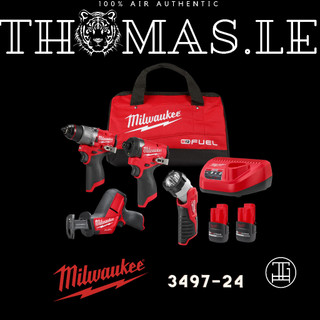 Bộ combo milwaukee m12 không chổi than 12-volt m12 fuel 3497-24 với hai pin 2,5ah, bộ sạc và túi đựng dụng
