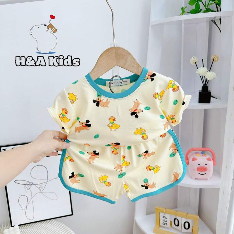 Bộ tay ngắn quần đùi thun lạnh bé 8-18 kí