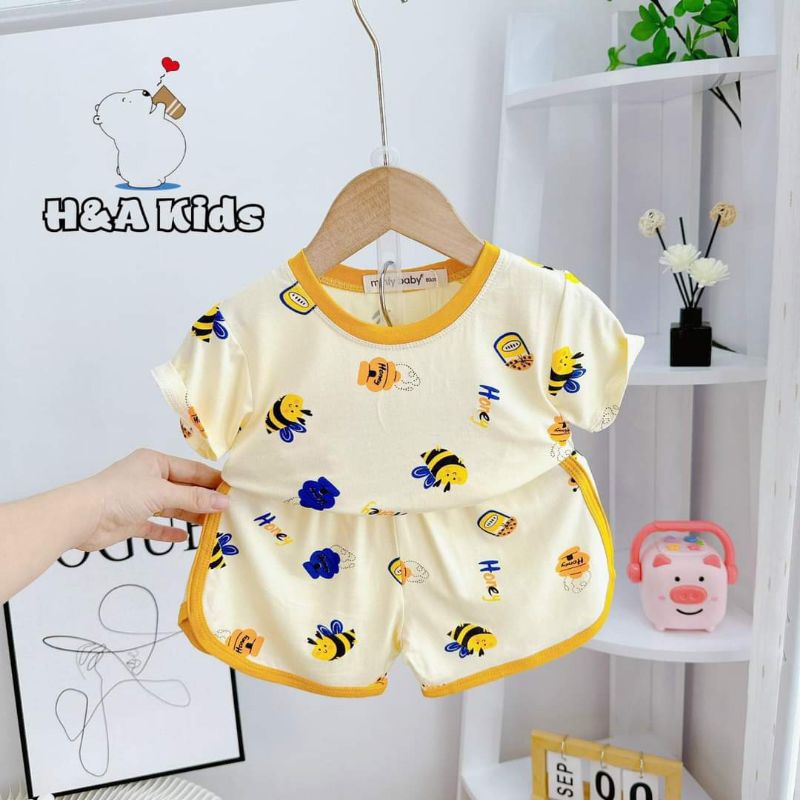 Bộ tay ngắn quần đùi thun lạnh bé 8-18 kí