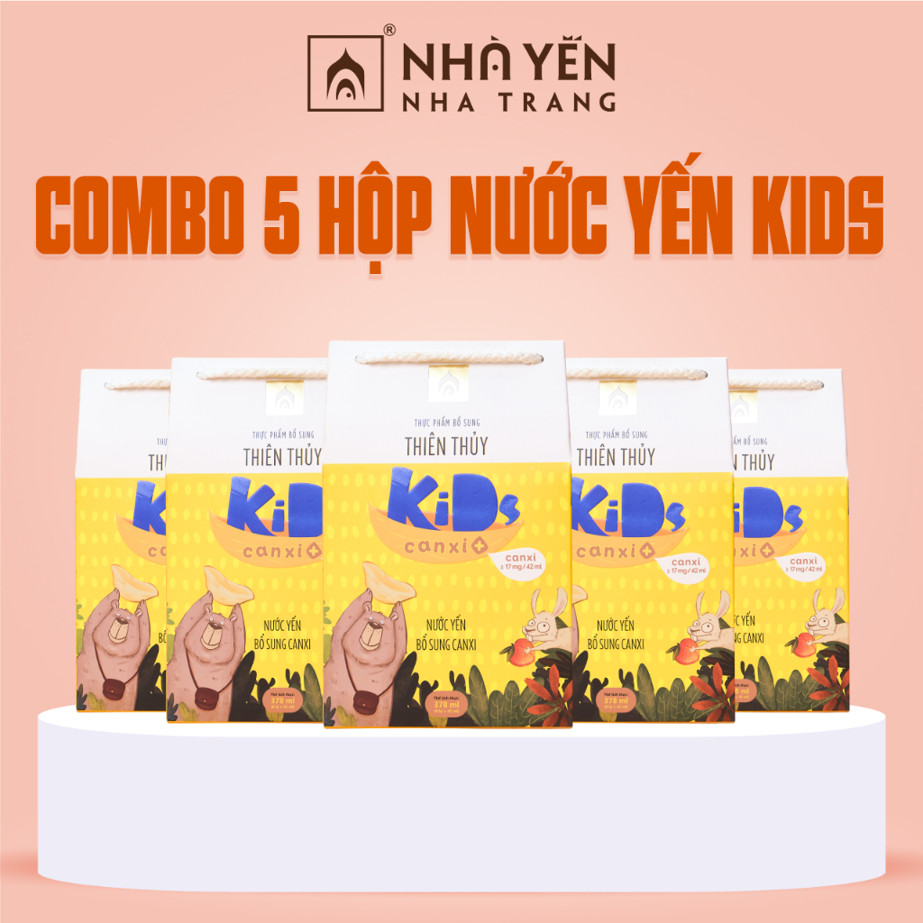 COMBO 5 Nước yến cho bé Thiên Thủy kids Canxi Nhà Yến Nha Trang Yến sào cho bé Yến kids cho bé Yến chưng sẵn Yến trẻ em