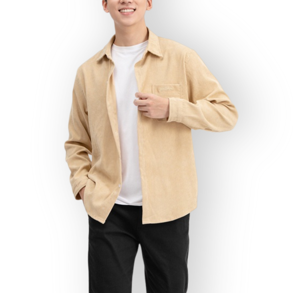 Áo Nam Chất Vải Sơ Mi Nhung Tăm cao Cấp Vicenzo Cao Cấp Dài Tay