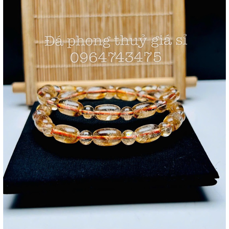 Vòng lu thach anh vàng siêu đẹp mịn kèm hộp gấm cao