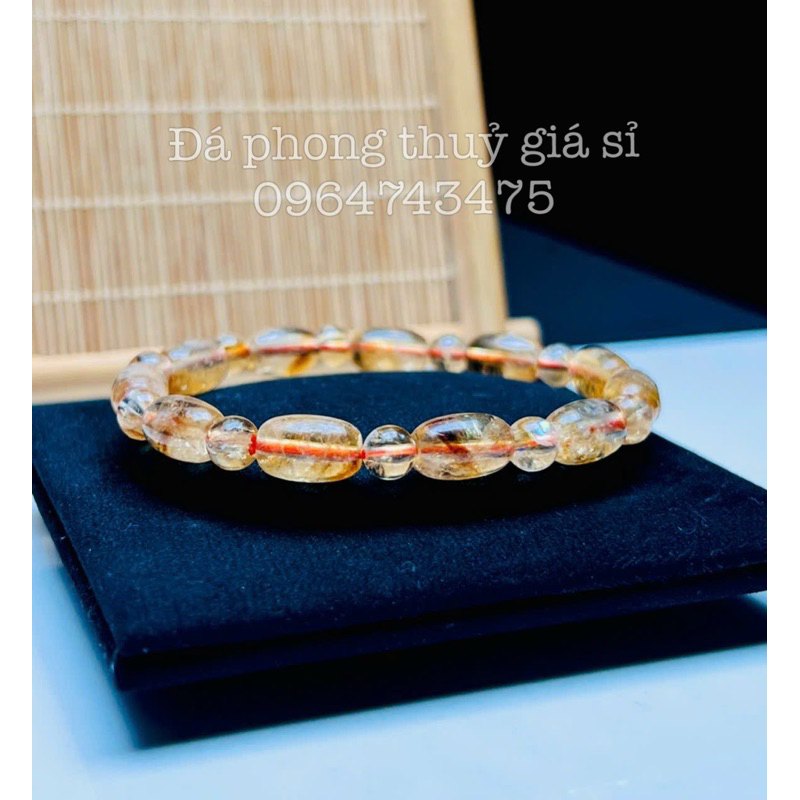 Vòng lu thach anh vàng siêu đẹp mịn kèm hộp gấm cao