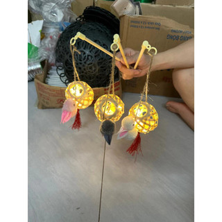 Lồng đèn con thỏ có đèn - lồng đèn trung thu thỏ tre - đèn con thỏ