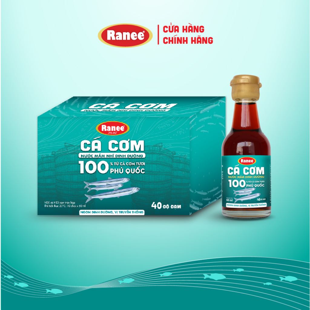 Hộp 10 chai Nước mắm dinh dưỡng Ranee cá cơm 40N chai 60ml (10chaix60ml)