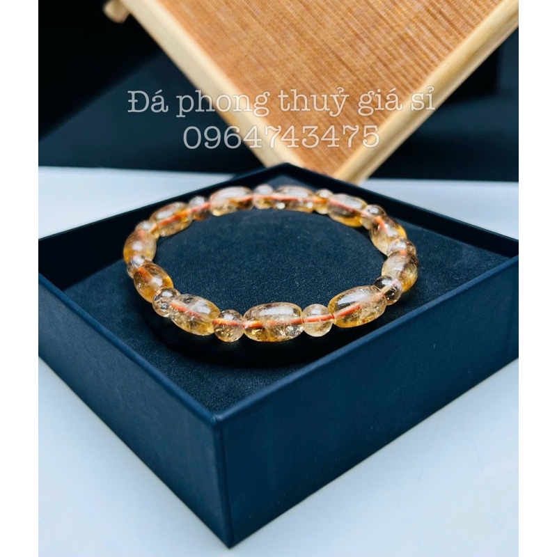 Vòng lu thach anh vàng siêu đẹp mịn kèm hộp gấm cao