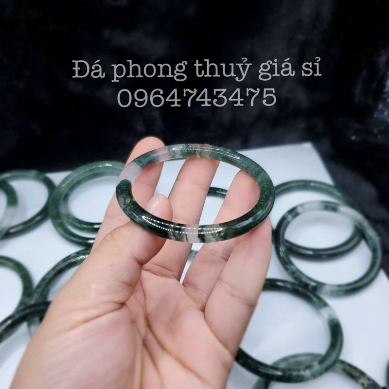 Vòng tay ưu linh xanh bản đũa siêu đẹp mịn kèm hộp gấm cao cấp