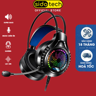 Tai nghe chụp tai Gaming Sidotech Q7 có Mic chống ồn Siêu Bass Led RGB đổi màu chụp tai êm ái cho game thủ Streamer