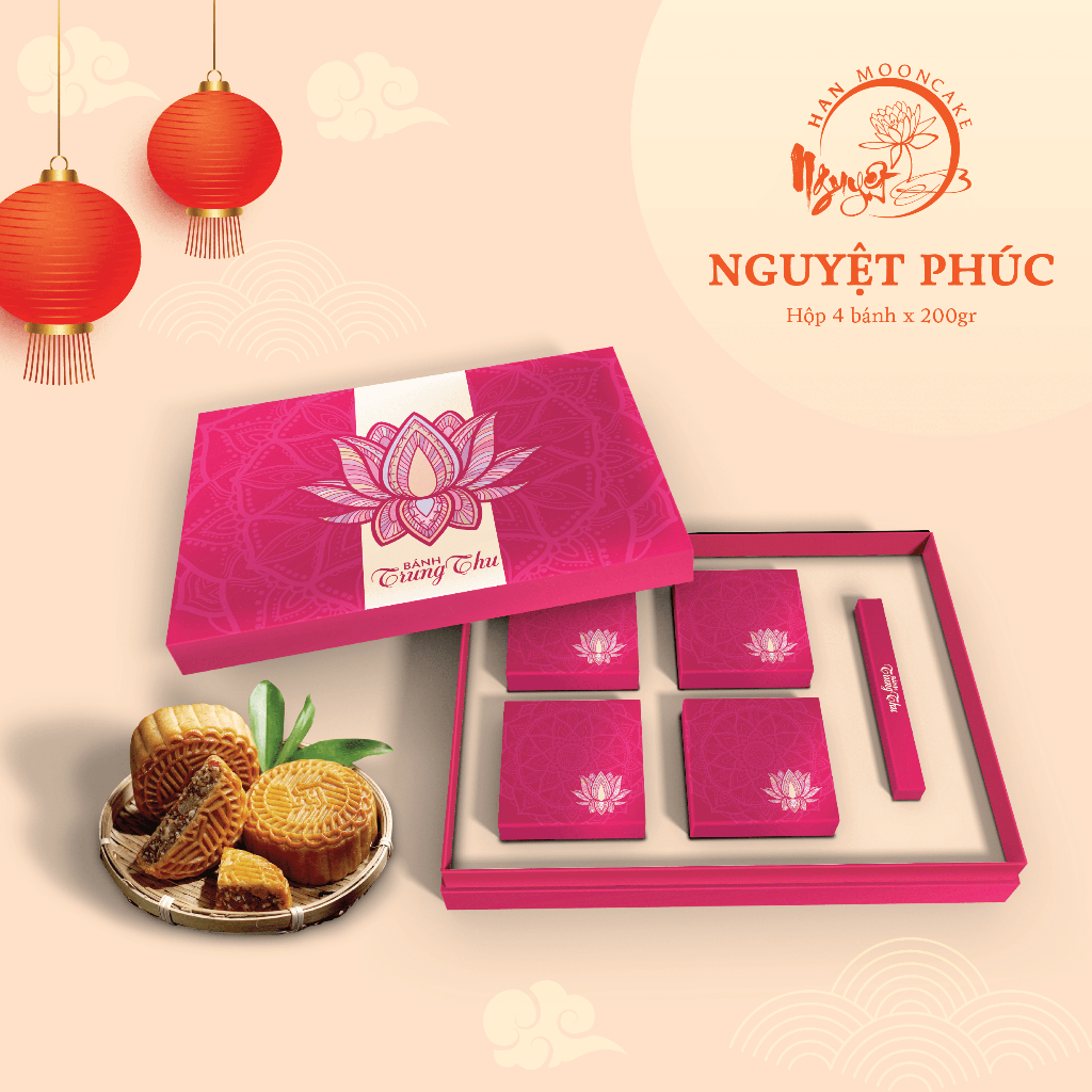 Bánh Trung Thu HAN MOONCAKE Trăng Vàng Hộp 4 Bánh x 200gr