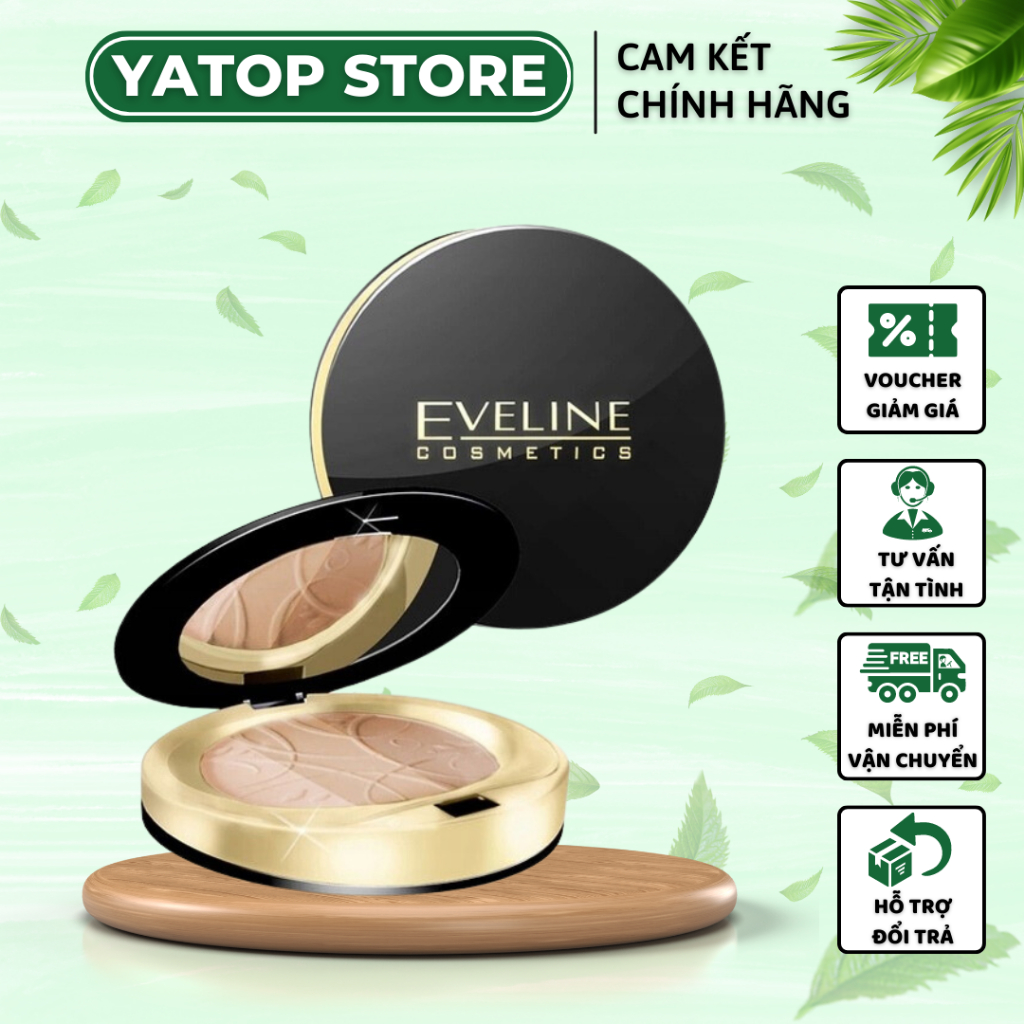 Phấn phủ dạng nén trang điểm Eveline độ che phủ tốt, khả năng kiềm dầu cao