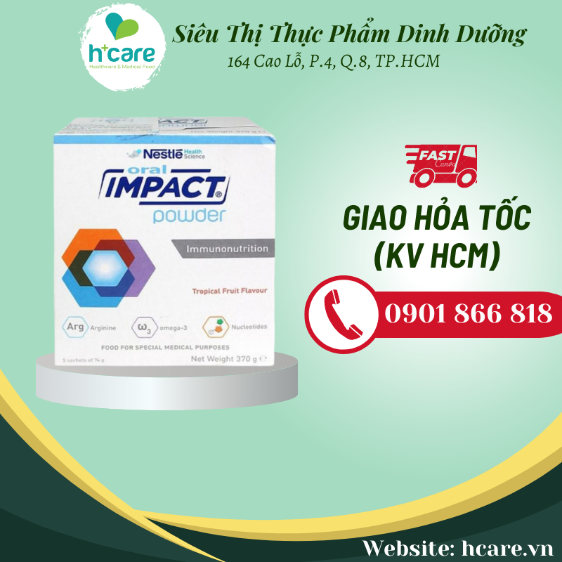 Sữa bột Nestle Oral Impact Powder 370g - Giải pháp dinh dưỡng miễn dịch cho bệnh nhân ung thư, trước và sau phẫu thuật