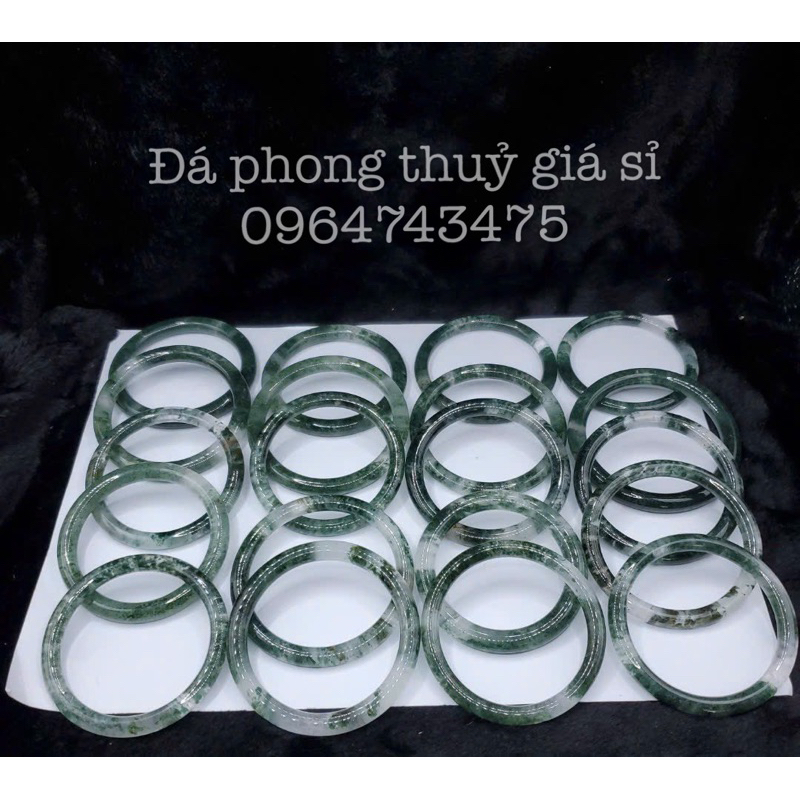 Vòng tay ưu linh xanh bản đũa siêu đẹp mịn kèm hộp gấm cao cấp