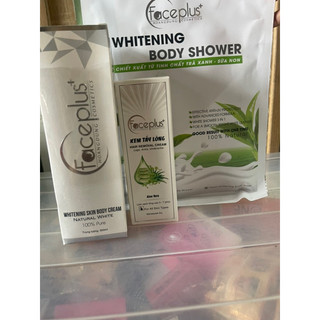 bộ sản phẩm dưỡng trắng da face plus( Gồm  kem tẩy lông kem tắm trắng và kem dưỡng trắng body)