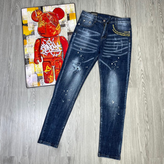 Quần dsq nam xanh trơn thêu chữ túi,quần dsquared2 vảy sơn 466