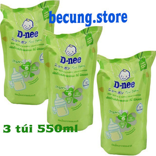 Combo 3 túi nước rửa bình sữa dnee 550ml .