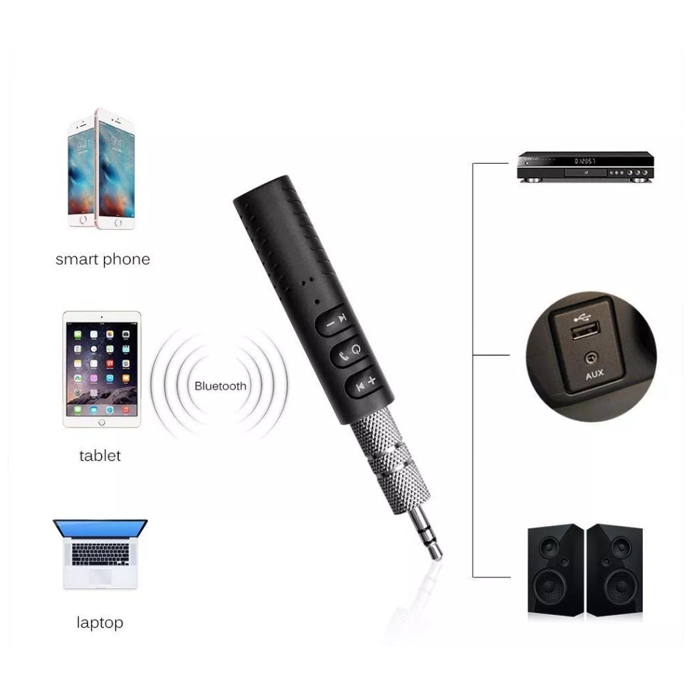 Bộ Thu Tín Hiệu Âm Thanh Không Dây Kết Nối Bluetooth 3.5mm AUX Cho Xe Hơi