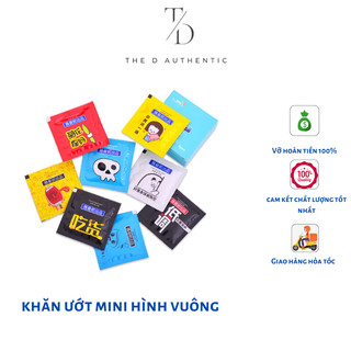 Khăn ướt mini du lịch, khăn ướt mẫu vuông lạ mắt siêu cute, khăn ướt mini tiện lợi, khăn ướt cao cấp - The D