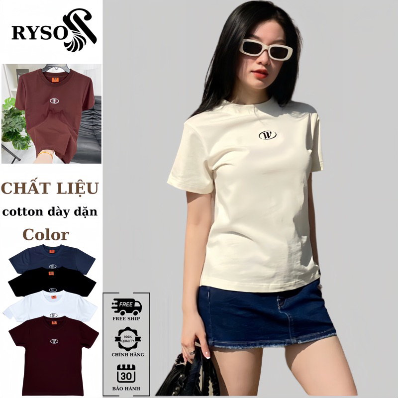 Áo Baby Tee Raplan in chữ W chất liệu 100% cotton Form Fit Phối Tay RYSO FASHION