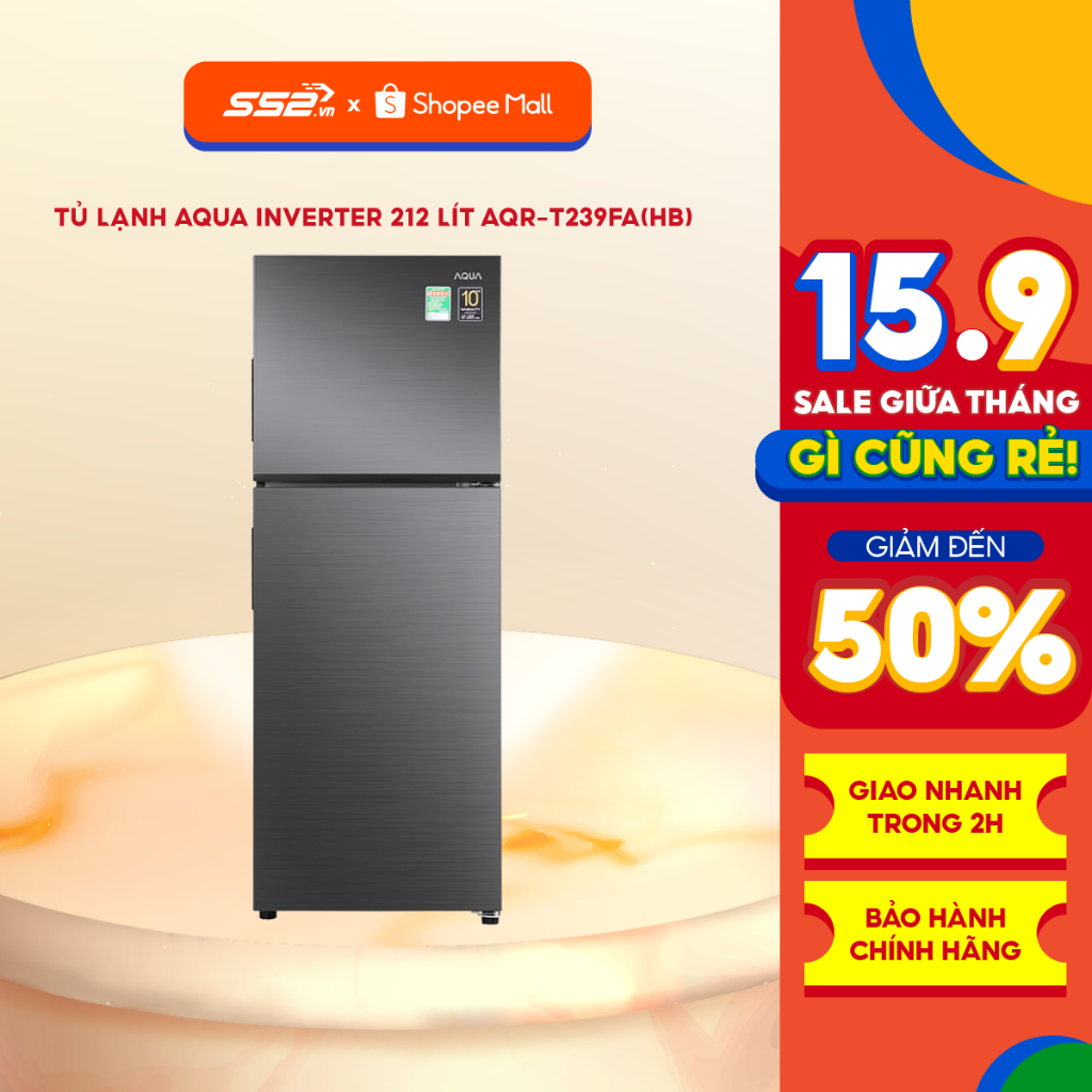 Tủ lạnh Aqua Inverter 212 lít AQR-T239FA(HB) - Hàng chính hãng