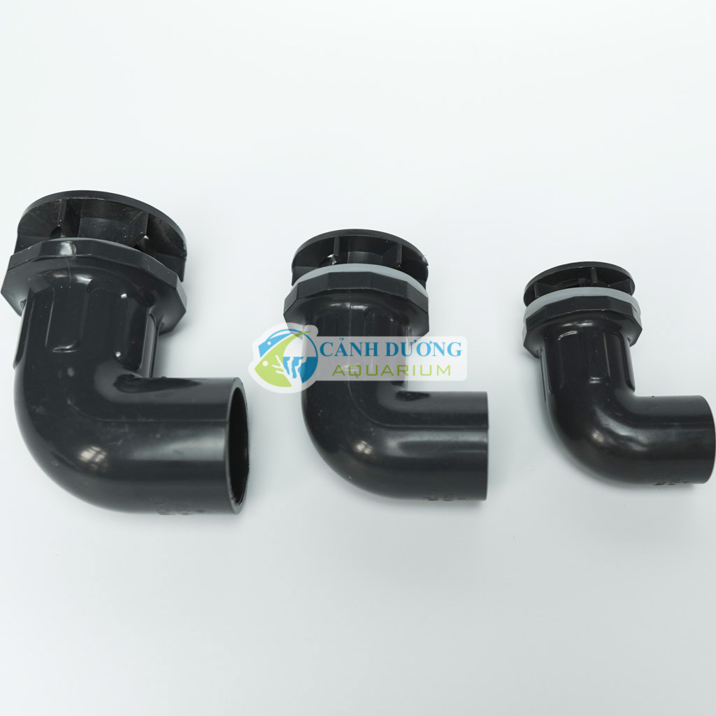 Nấp hút đáy, xả đáy, xả lọc chữ L màu đen ĐEN U-PVC Phi 32-25-20 chuyên dùng cho hồ cá