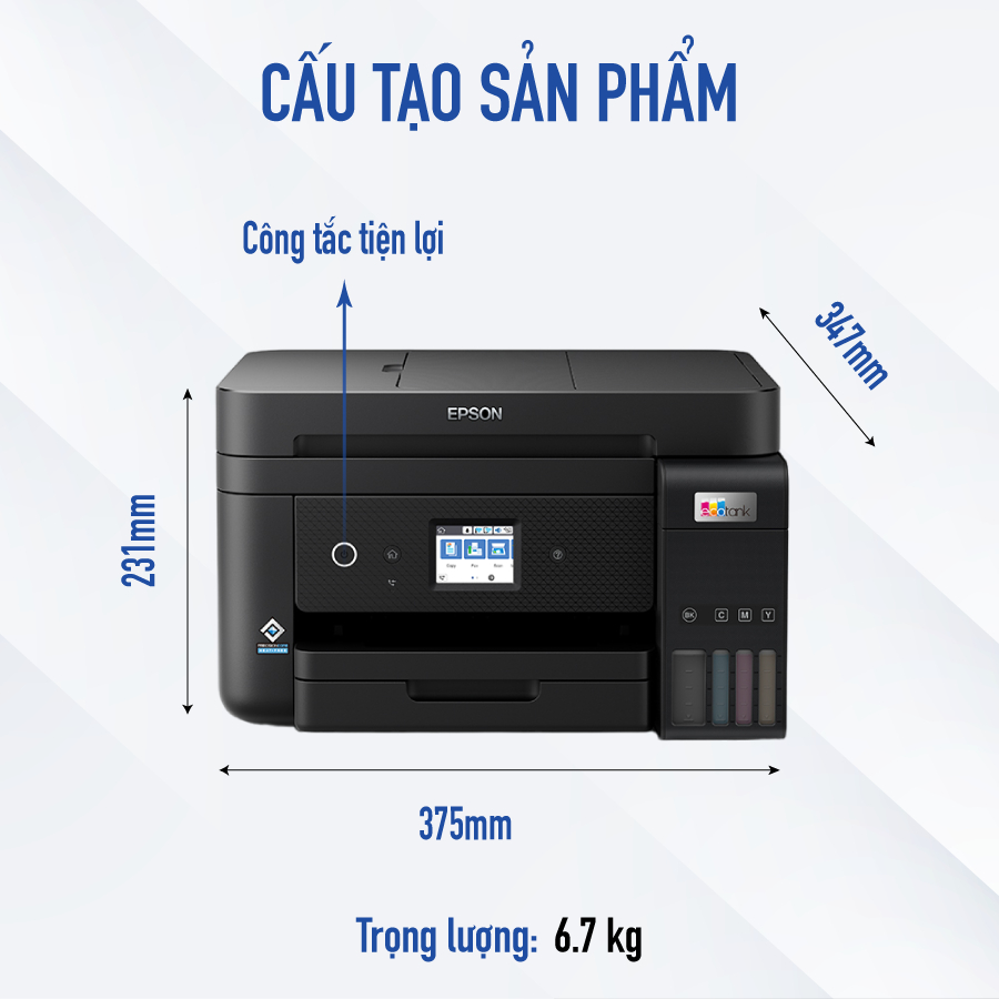 Máy In Phun Màu Đa Chức Năng Epson L6290 Kích Thước Nhỏ Gọn Phù Hợp Môi Trường Văn Phòng