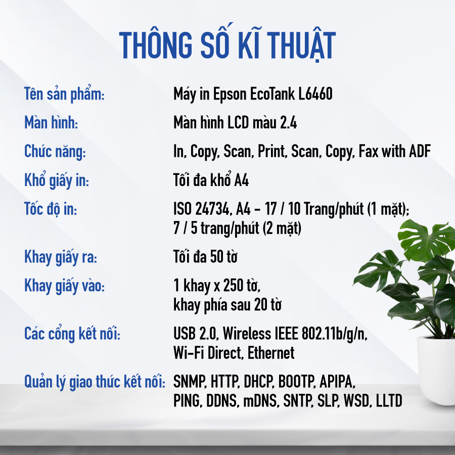 Máy In Phun Màu Epson L6460 Tính Năng In Hai Mặt Tự Động Tiết Kiệm Chi Phí Và Thời Gian