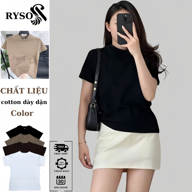 Áo Baby Tee Trơn Cổ Tròn Basic FIX dáng chuẩn cotton mịn mát RYSO FASHION