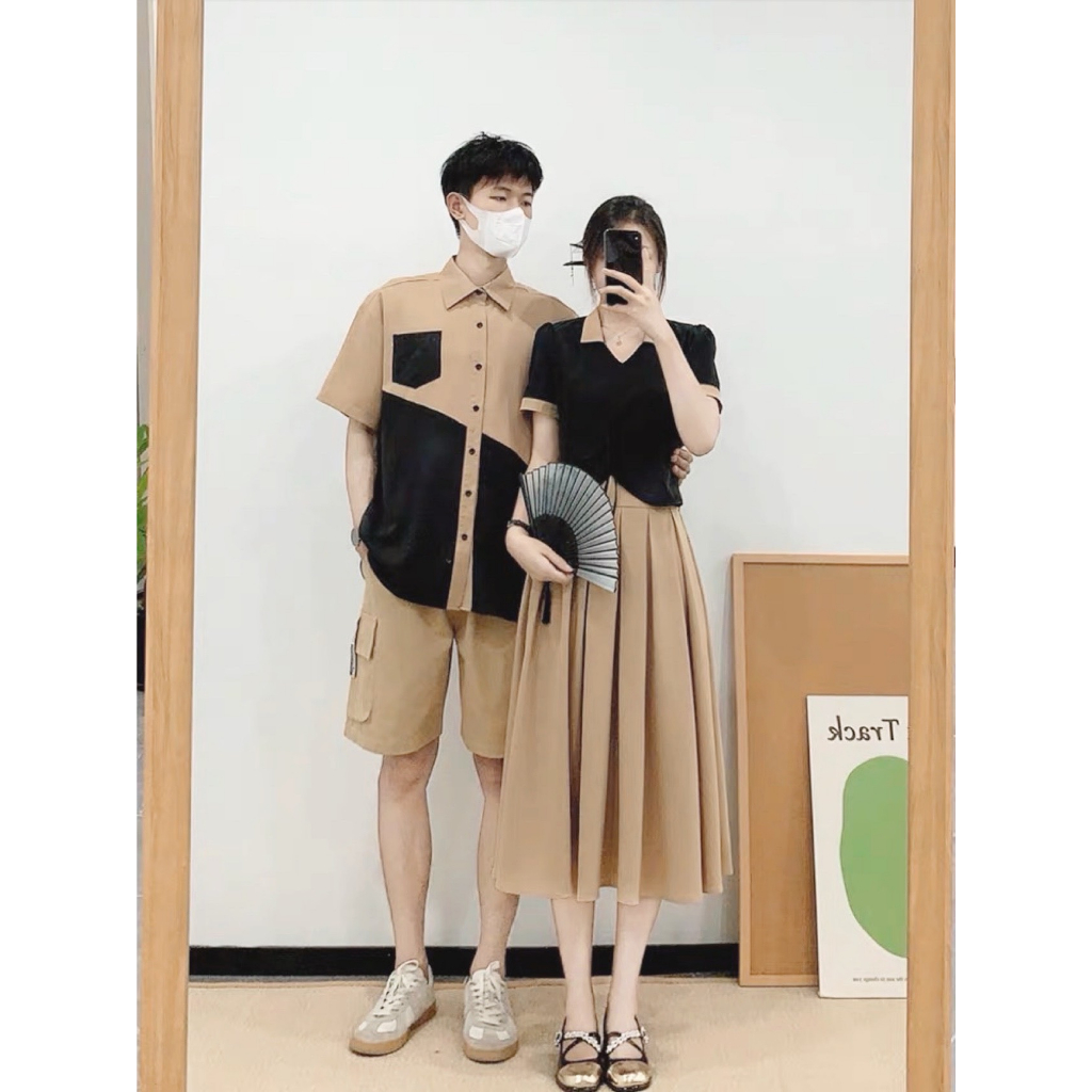 Đồ đôi couple áo sơ mi nam - đầm nữ đi du lịch chụp ảnh cưới thời trang MO50