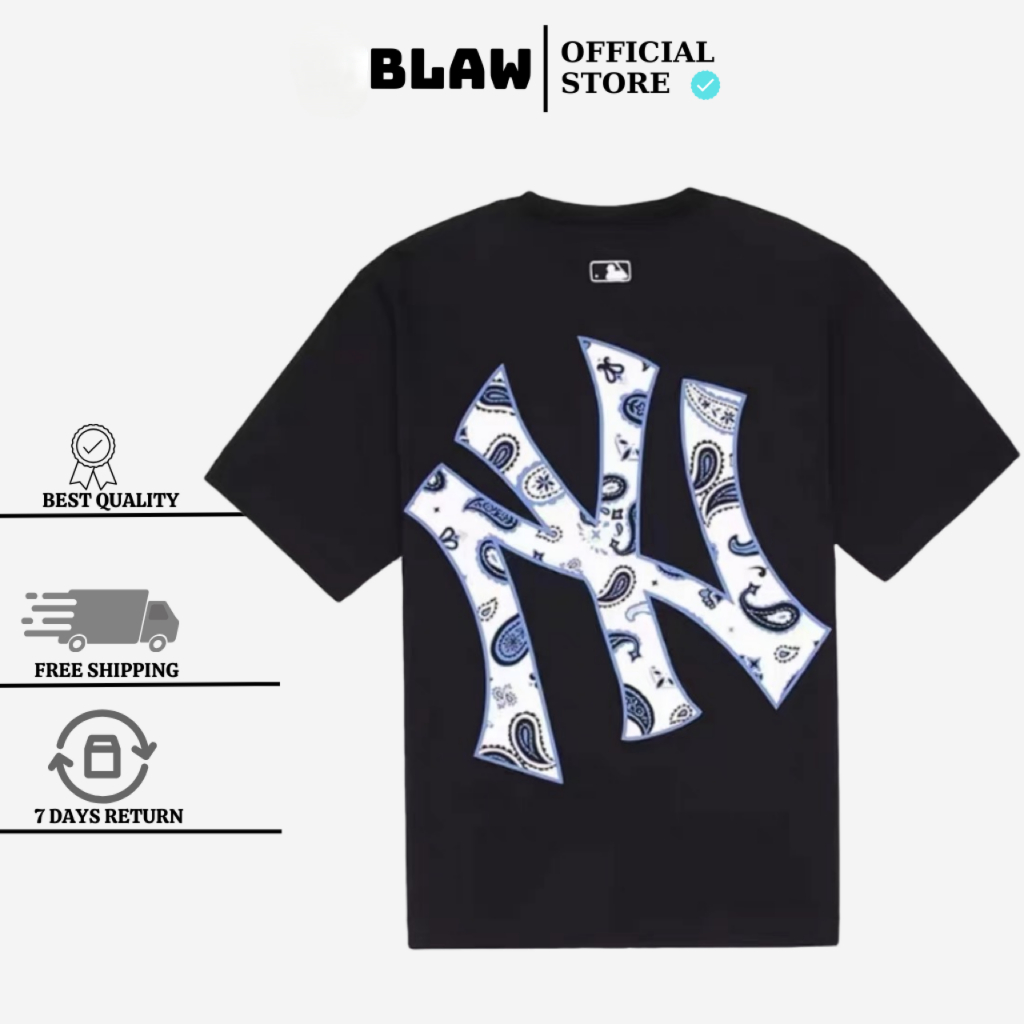 Áo thun MLB Paisley Clipped in hình nổi bật cao cấp Áo phông NY nam nữ in hình mới nhất