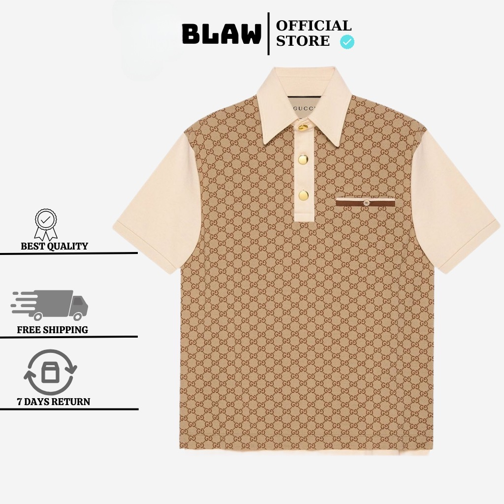 Áo polo GC Jacquard hạo tiết nổi bật nam nữ cao cấp Áo polo GC Monogram nam nữ cao cấp