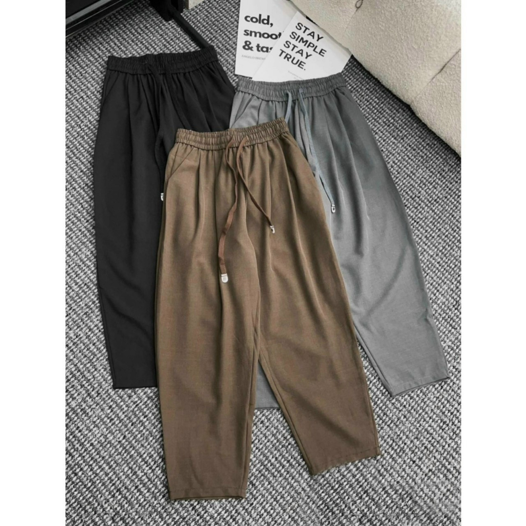 QUẦN BAGGY CẠP CHUN DÂY RÚT 3 MÀU HOT CẠP CAO TÔN DÁNG-TCS-mã 009