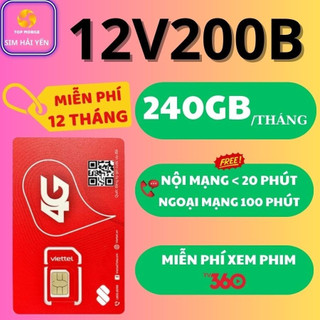 Sim 4g viettel free 1 năm v200b data miễn phí,nghe gọi miễn phí 12 tháng