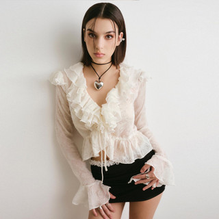 DARLING.ISM - Áo kiểu nhún bèo Emily Shirt vải bông