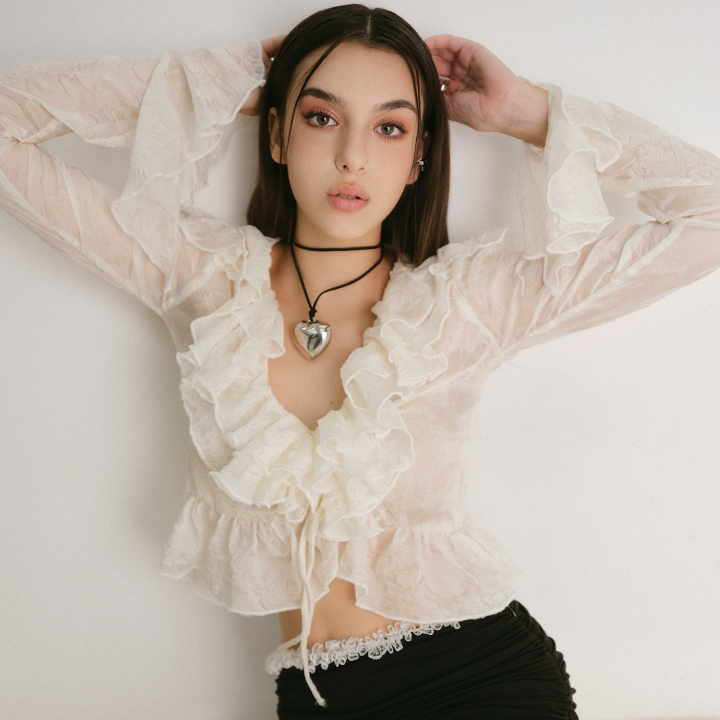 DARLING.ISM - Áo kiểu nhún bèo Emily Shirt vải bông