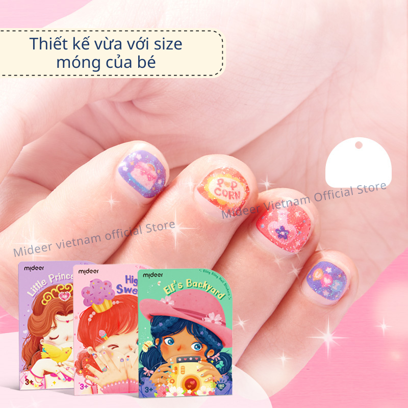 Sticker dán móng tay cho bé Mideer Nail stickers Mideer 4 mẫu miếng dán móng tay giả cho bé gái