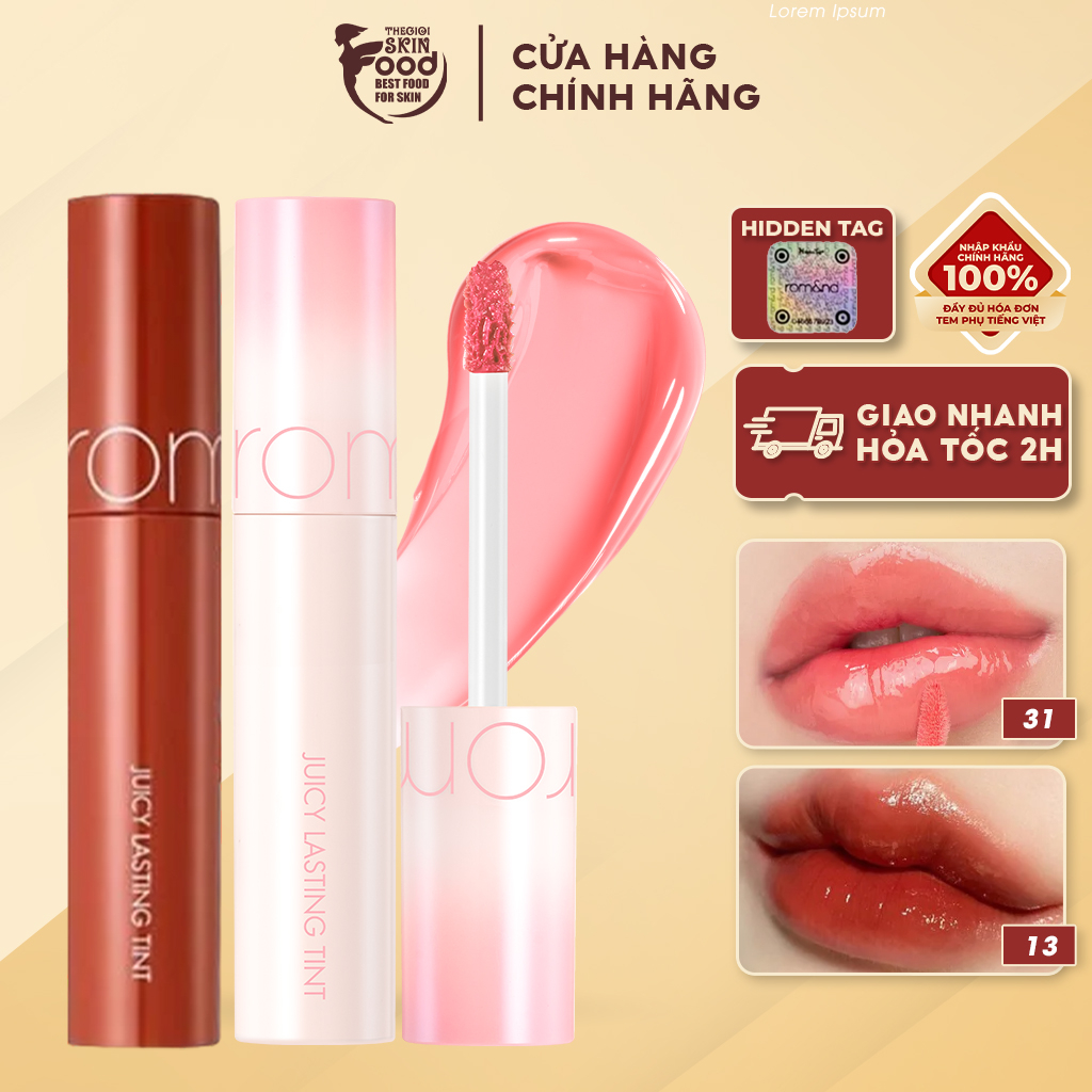 [Full 33 màu] Son Tint Bóng, Siêu Lì, Căng Mọng Môi Hàn Quốc Romand Juicy Lasting Tint 5.5g