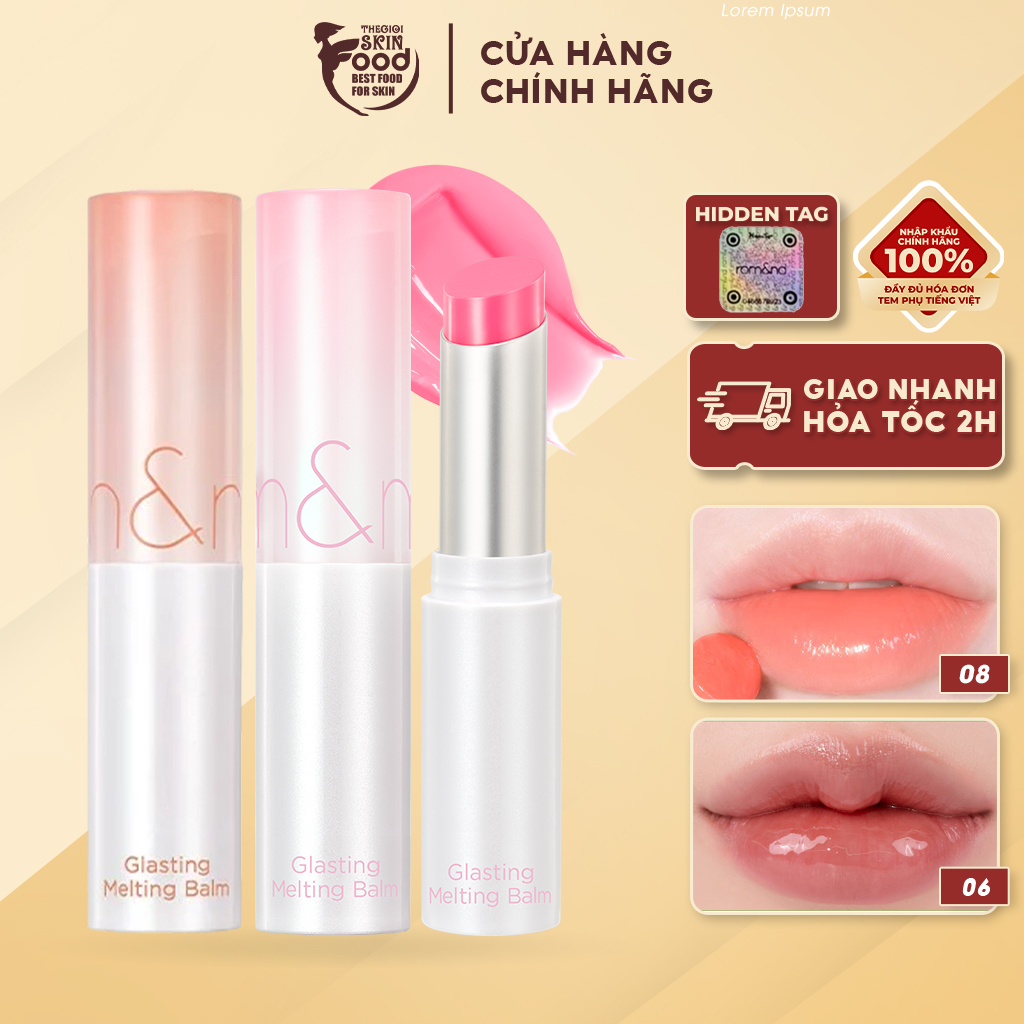 [Ve-easy] Son Dưỡng Dạng Thỏi Có Màu Thuần Chay Dưỡng Ẩm Mềm Môi Romand Glasting Melting Balm 3.5g