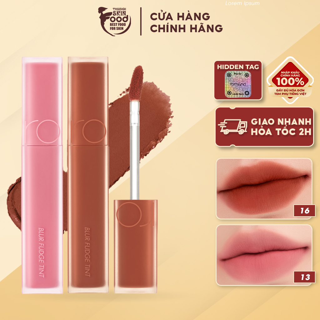 [NEW 12-16] [Be OVEEER Shade] Son Kem Siêu Lì, Lên Màu Chuẩn, Mịn Môi Hàn Quốc Romand Blur Fudge Tint 5g