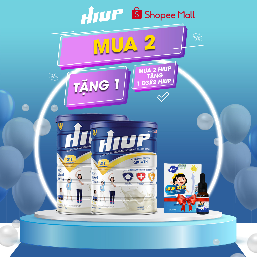 Combo 2 hộp sữa bột HIUP tăng chiều cao cho trẻ từ 2 đến 15 tuổi