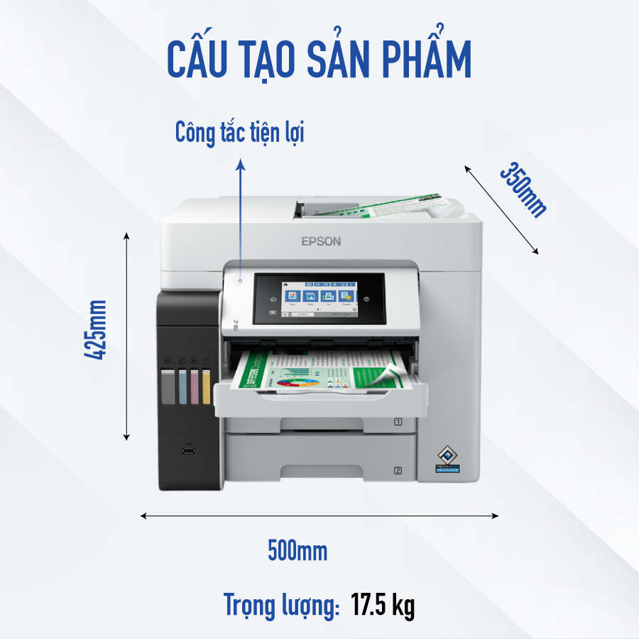 Máy In Phun Epson EcoTank L6550 Tôi Ưu In Tài Liệu Kích Thước Lớn Tích Hợp Tính Năng In Hai Mặt