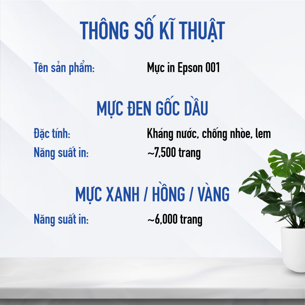 Combo Mực In Epson 001 Dùng Cho Máy L4150/L4160/L6160/L6170/L6190/L4260/L4266/L6260/L6270/L6290/L14150