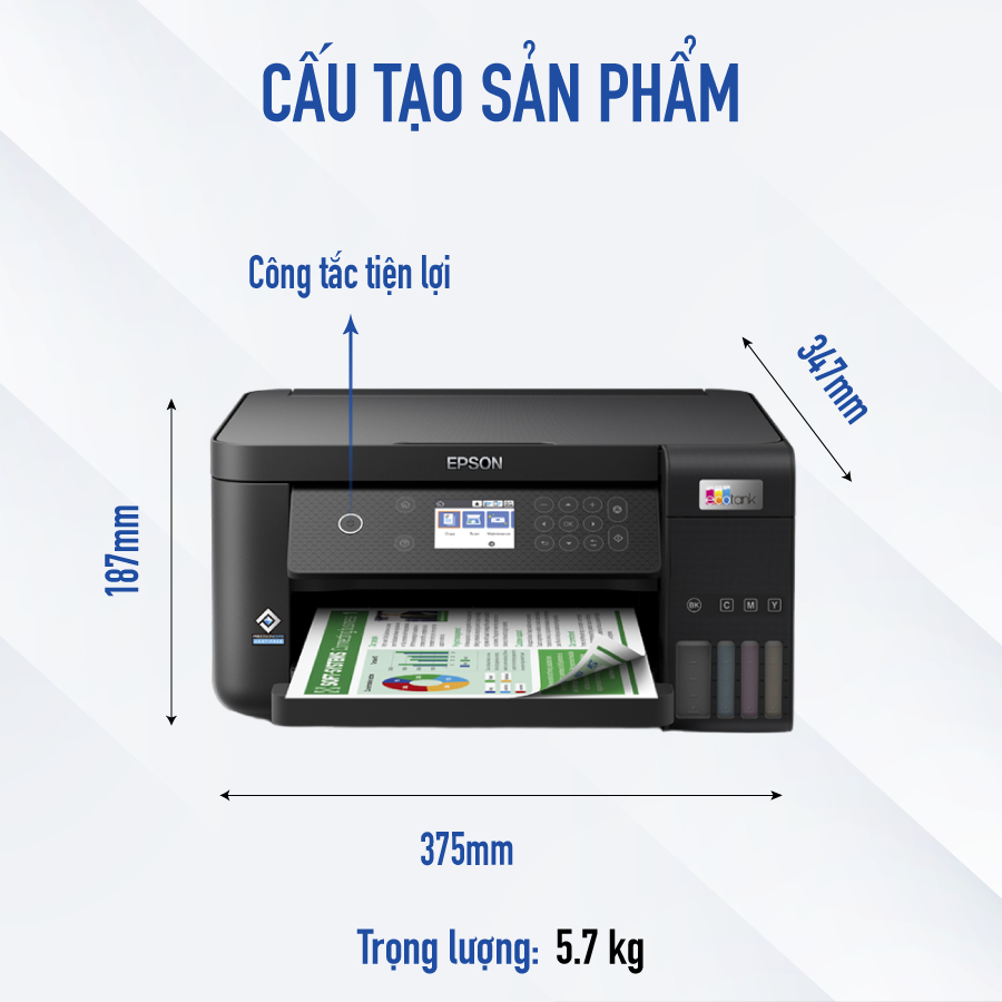 [Mã ELCL12 giảm 9% đơn 300K] Máy In Phun Màu Epson L6260 Đa Chức Năng Cung Cấp Các Bản In Nhanh Và Không Viền Sắc Nét