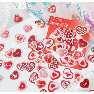 Zanmo túi 45 tấm hình dán sticker trái tim nhũ kim tuyến dễ thương