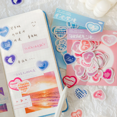 Zanmo túi 45 tấm hình dán sticker trái tim nhũ kim tuyến dễ thương